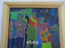 Vintage Painting Southern Street Musician Jazz Band MID Century Modernist Rare