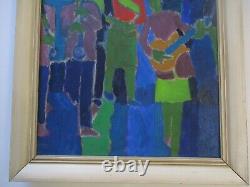 Vintage Painting Southern Street Musician Jazz Band MID Century Modernist Rare