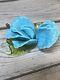 Vintage Rare Murano Mid-Century Modern Art Glass Blue Flower With Leaf