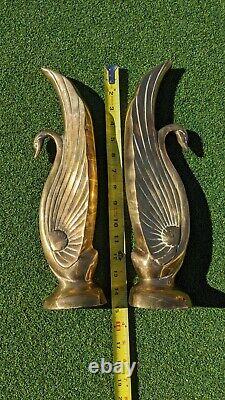 Vintage Solid Brass Swan Bookends MCM Mid-Century Modern. Made In Korea