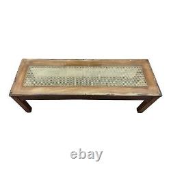 Vintage teak coffee table with glass top Mid-Century 139cm Long