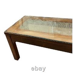 Vintage teak coffee table with glass top Mid-Century 139cm Long