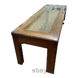 Vintage teak coffee table with glass top Mid-Century 139cm Long