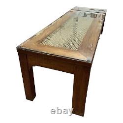 Vintage teak coffee table with glass top Mid-Century 139cm Long