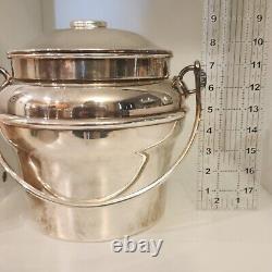 Vtg Fisher Ice Bucket K308 Lidded Silverplated Mid Century Modern Glass Liner