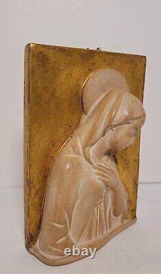 Vtg ITALIAN Mid Century Religious Virgin Mary Madonna Ceramic Sculpture Wall art