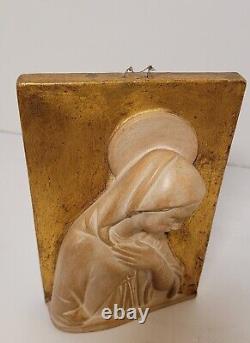 Vtg ITALIAN Mid Century Religious Virgin Mary Madonna Ceramic Sculpture Wall art