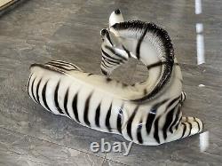 Vtg MID Century 18 Italian Art Pottery Hand Painted Ceramic Zebra Sculpture