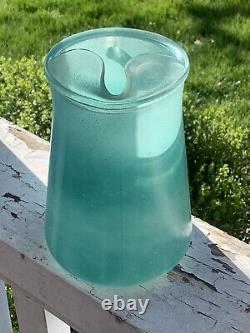 Vtg MID Century Blendo Turquoise Ice Tea Pitcher & Multi Colored Glasses (18d)