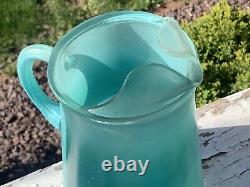 Vtg MID Century Blendo Turquoise Ice Tea Pitcher & Multi Colored Glasses (18d)