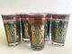 Vtg MID Century Modern Rare Egyptian Revival Gold Leaf Highball Glasses Set Of 8