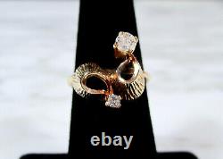 Vtg MID Century Modernist Natural Diamond Ring 14k Yellow Gold Size 5.5 Signed