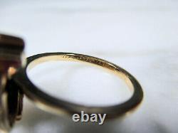 Vtg MID Century Modernist Natural Diamond Ring 14k Yellow Gold Size 5.5 Signed