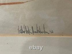 Vtg Mid Century 1973 Signed Michael Anton Bruckdorfer Drawing Trees in Landscape