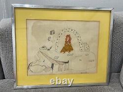 Vtg Mid Century 1973 Signed Michael Anton Bruckdorfer Drawing Woman with Red Hair