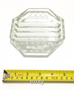 Vtg Mid Century ART DECO Heavy Crystal Clear Art Glass Ashtray Octagon 8 Sided