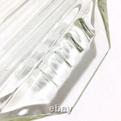 Vtg Mid Century ART DECO Heavy Crystal Clear Art Glass Ashtray Octagon 8 Sided