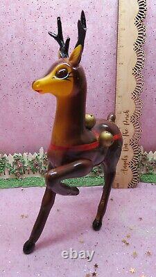 Vtg Mid Century Christmas Rudolph REINDEER W Jingle Bells 9 IN tall Plastic