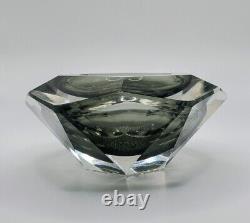 Vtg Mid Century Crystal Murano Glass Sommerso GEODE Bowl Ashtray MANDRUZZATO