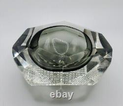 Vtg Mid Century Crystal Murano Glass Sommerso GEODE Bowl Ashtray MANDRUZZATO