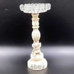 Vtg Mid Century Hollywood Regency Novelty Resin Cherub 10 Glass Ashtray Stand