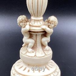 Vtg Mid Century Hollywood Regency Novelty Resin Cherub 10 Glass Ashtray Stand