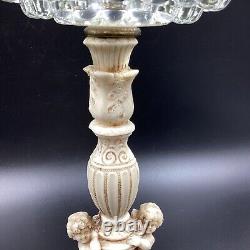 Vtg Mid Century Hollywood Regency Novelty Resin Cherub 10 Glass Ashtray Stand