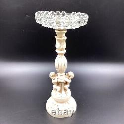 Vtg Mid Century Hollywood Regency Novelty Resin Cherub 10 Glass Ashtray Stand