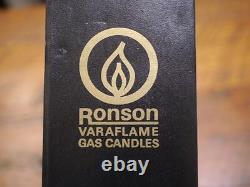 Vtg Mid Century Hygge Ronson Varaflame Brushed Silver Metal Gas Candles 15.5
