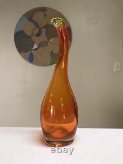 Vtg Mid Century Italy Amberina Hand Blown Art Glass 17 Vase