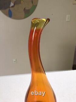 Vtg Mid Century Italy Amberina Hand Blown Art Glass 17 Vase