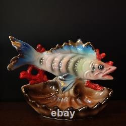 Vtg Mid-Century Lusterware FISH & Shell Decorative Ceramic Dish Decor