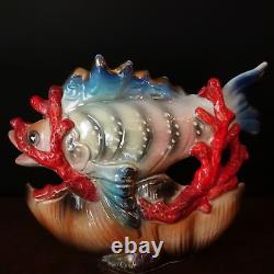 Vtg Mid-Century Lusterware FISH & Shell Decorative Ceramic Dish Decor