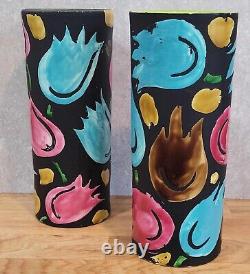 Vtg Mid Century MCM Alvino Bagni Pop Op Art Pottery Bitossi Raymor Era Vase Set