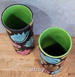 Vtg Mid Century MCM Alvino Bagni Pop Op Art Pottery Bitossi Raymor Era Vase Set