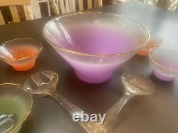 Vtg Mid Century Modern BLENDO, 11 Piece Frosted Ombre Glass Salad Bowl Set