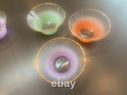 Vtg Mid Century Modern BLENDO, 11 Piece Frosted Ombre Glass Salad Bowl Set