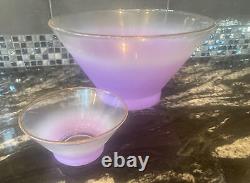 Vtg Mid Century Modern BLENDO, 11 Piece Frosted Ombre Glass Salad Bowl Set