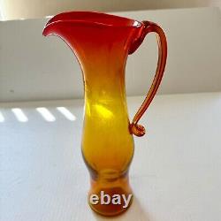 Vtg Mid-Century Modern BLENKO GLASS TANGERINE / AMBERINA PITCHER 6030M by HUSTED