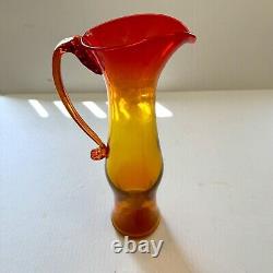 Vtg Mid-Century Modern BLENKO GLASS TANGERINE / AMBERINA PITCHER 6030M by HUSTED