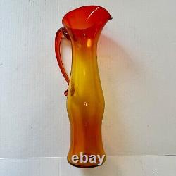 Vtg Mid-Century Modern BLENKO GLASS TANGERINE / AMBERINA PITCHER 6030M by HUSTED