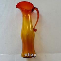 Vtg Mid-Century Modern BLENKO GLASS TANGERINE / AMBERINA PITCHER 6030M by HUSTED