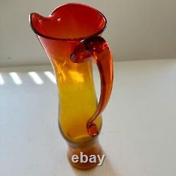 Vtg Mid-Century Modern BLENKO GLASS TANGERINE / AMBERINA PITCHER 6030M by HUSTED