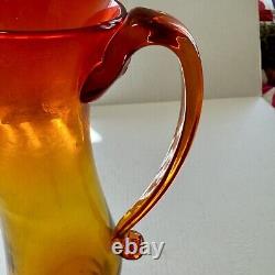 Vtg Mid-Century Modern BLENKO GLASS TANGERINE / AMBERINA PITCHER 6030M by HUSTED