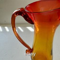 Vtg Mid-Century Modern BLENKO GLASS TANGERINE / AMBERINA PITCHER 6030M by HUSTED