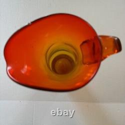 Vtg Mid-Century Modern BLENKO GLASS TANGERINE / AMBERINA PITCHER 6030M by HUSTED