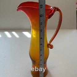 Vtg Mid-Century Modern BLENKO GLASS TANGERINE / AMBERINA PITCHER 6030M by HUSTED