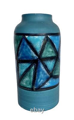 Vtg Mid-Century Modern Bitossi Vetrata Ceramic/Pottery Geometric Vase, Italy 8