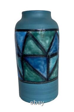 Vtg Mid-Century Modern Bitossi Vetrata Ceramic/Pottery Geometric Vase, Italy 8