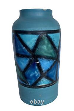 Vtg Mid-Century Modern Bitossi Vetrata Ceramic/Pottery Geometric Vase, Italy 8